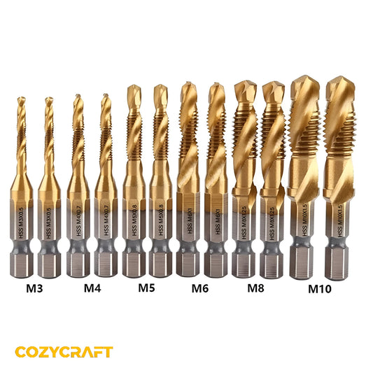 CozyCraft™ Titanium Combination Drill Tap Bit Set