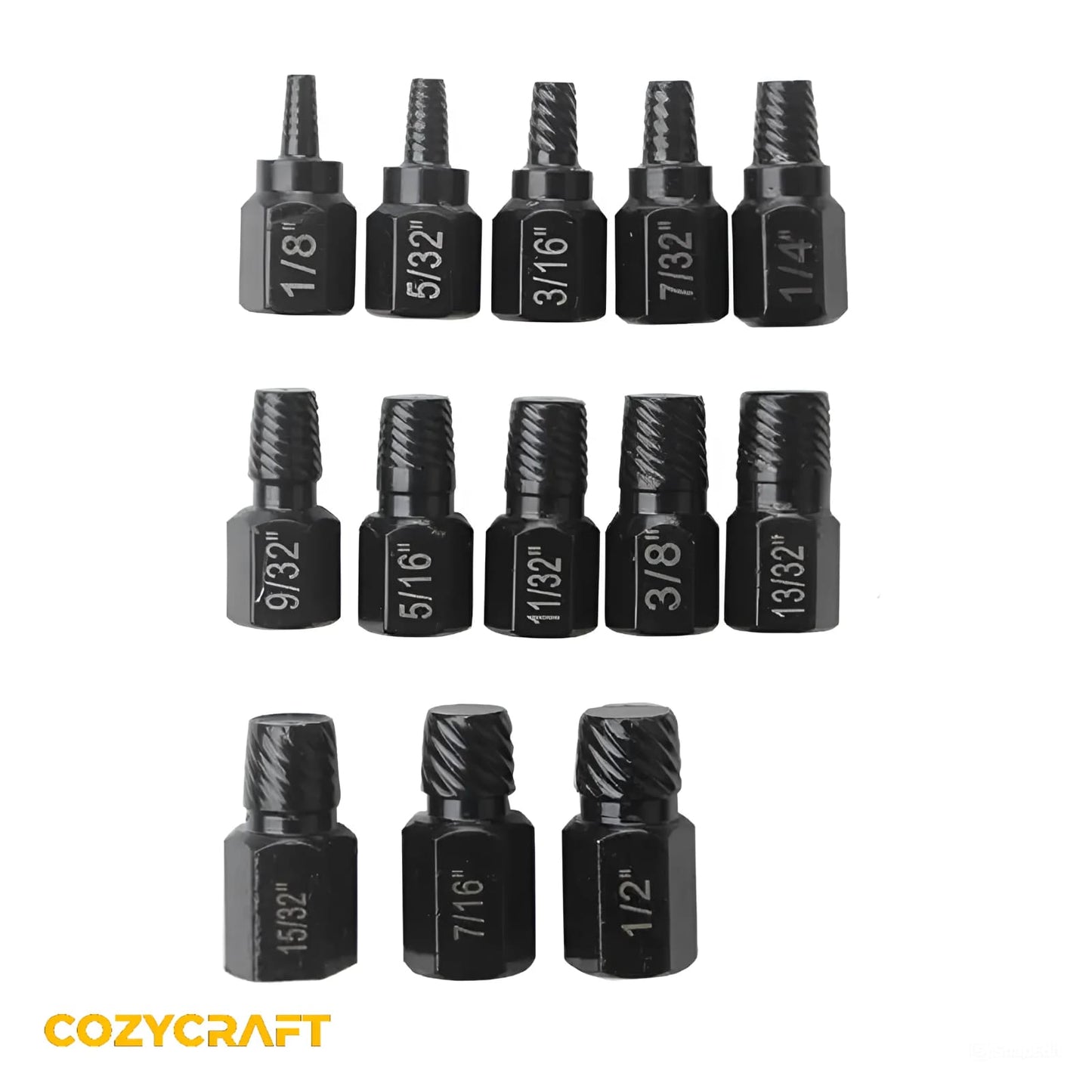 CozyCraft™ 13 Pcs 3.2-10.3mm Hex Head Multi-Spline Screw Extractor Set